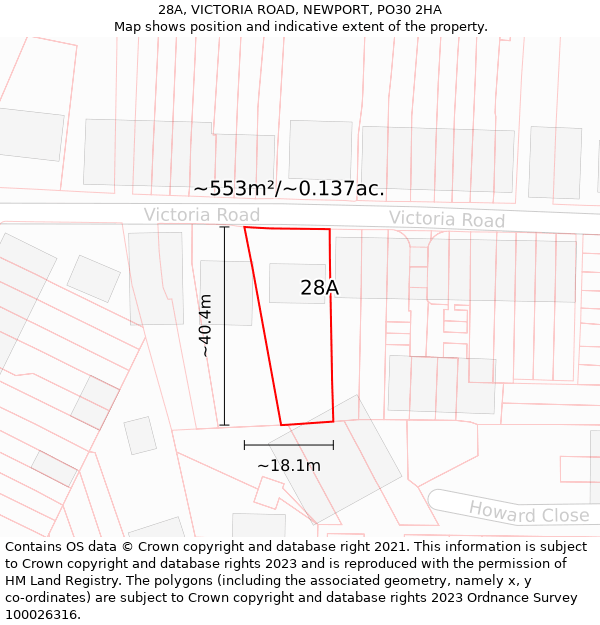 28A, VICTORIA ROAD, NEWPORT, PO30 2HA: Plot and title map