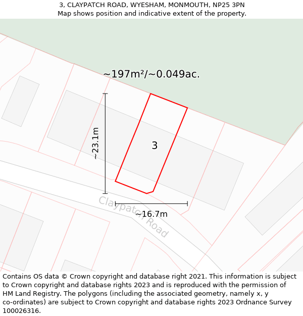 3, CLAYPATCH ROAD, WYESHAM, MONMOUTH, NP25 3PN: Plot and title map