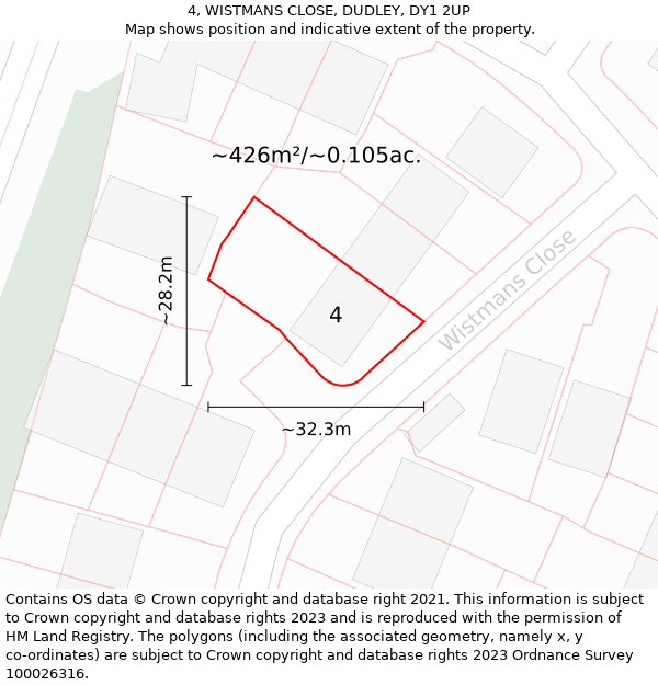 4, WISTMANS CLOSE, DUDLEY, DY1 2UP: Plot and title map