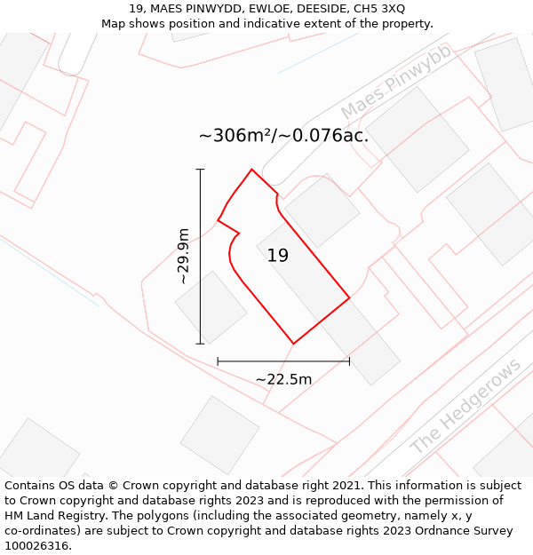 19, MAES PINWYDD, EWLOE, DEESIDE, CH5 3XQ: Plot and title map
