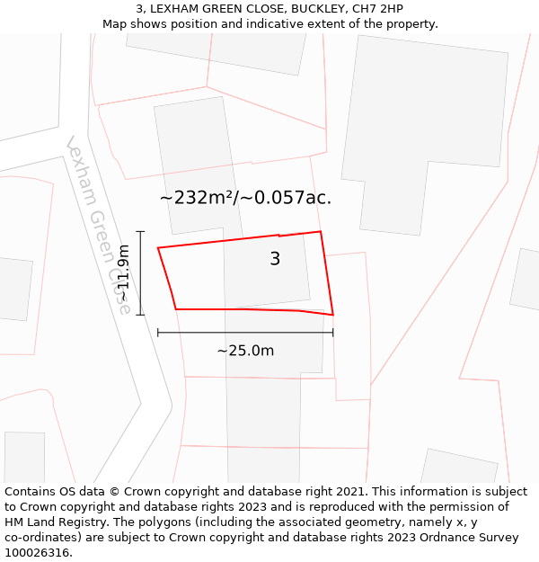 3, LEXHAM GREEN CLOSE, BUCKLEY, CH7 2HP: Plot and title map
