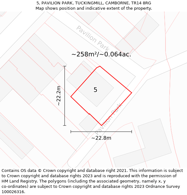 5, PAVILION PARK, TUCKINGMILL, CAMBORNE, TR14 8RG: Plot and title map