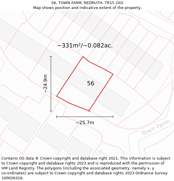 56, TOWN FARM, REDRUTH, TR15 2XG: Plot and title map