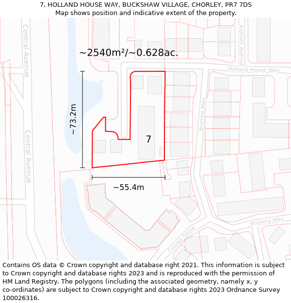 7, HOLLAND HOUSE WAY, BUCKSHAW VILLAGE, CHORLEY, PR7 7DS: Plot and title map