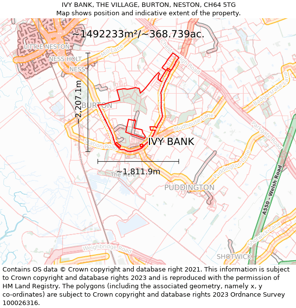 IVY BANK, THE VILLAGE, BURTON, NESTON, CH64 5TG: Plot and title map