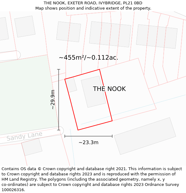 THE NOOK, EXETER ROAD, IVYBRIDGE, PL21 0BD: Plot and title map