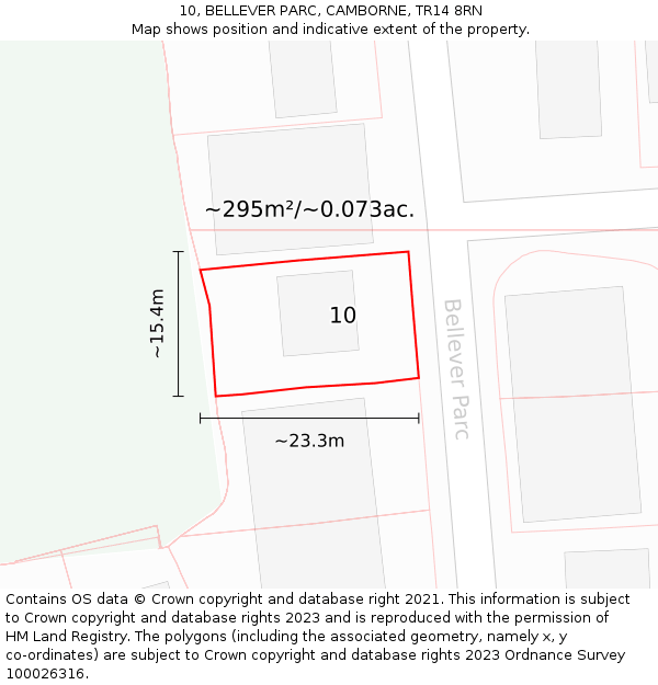 10, BELLEVER PARC, CAMBORNE, TR14 8RN: Plot and title map