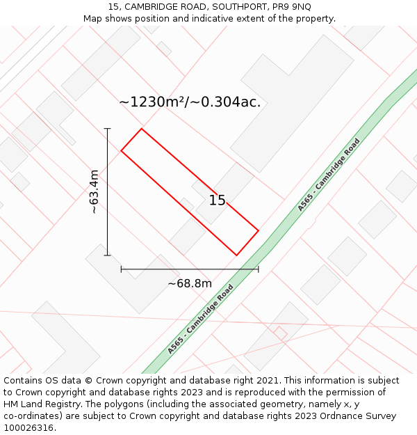 15, CAMBRIDGE ROAD, SOUTHPORT, PR9 9NQ: Plot and title map