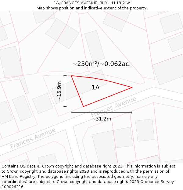 1A, FRANCES AVENUE, RHYL, LL18 2LW: Plot and title map