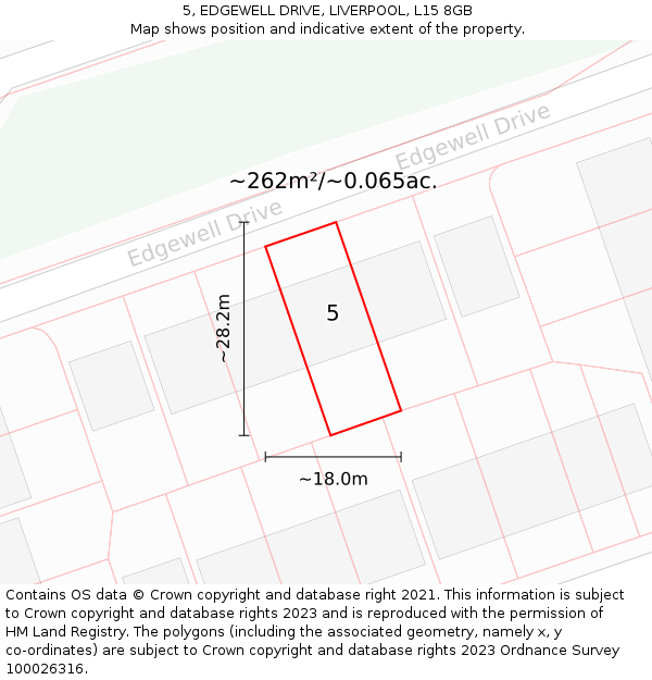 5, EDGEWELL DRIVE, LIVERPOOL, L15 8GB: Plot and title map