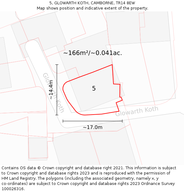 5, GLOWARTH KOTH, CAMBORNE, TR14 8EW: Plot and title map