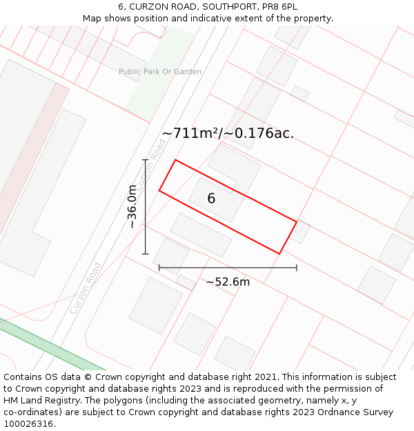 6, CURZON ROAD, SOUTHPORT, PR8 6PL: Plot and title map
