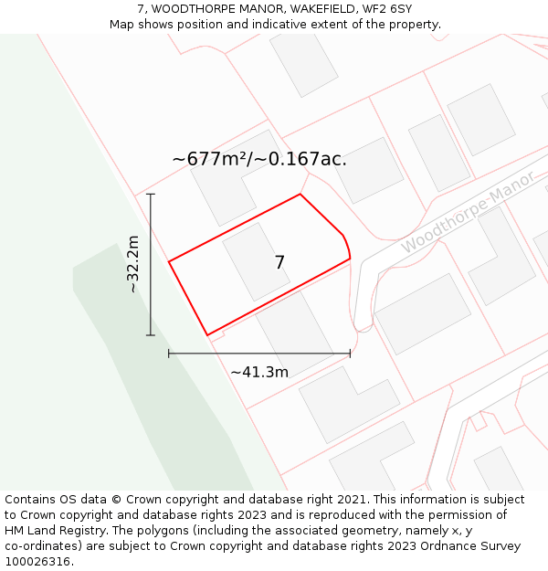 7, WOODTHORPE MANOR, WAKEFIELD, WF2 6SY: Plot and title map
