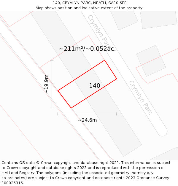 140, CRYMLYN PARC, NEATH, SA10 6EF: Plot and title map