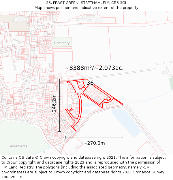36, FEAST GREEN, STRETHAM, ELY, CB6 3GL: Plot and title map