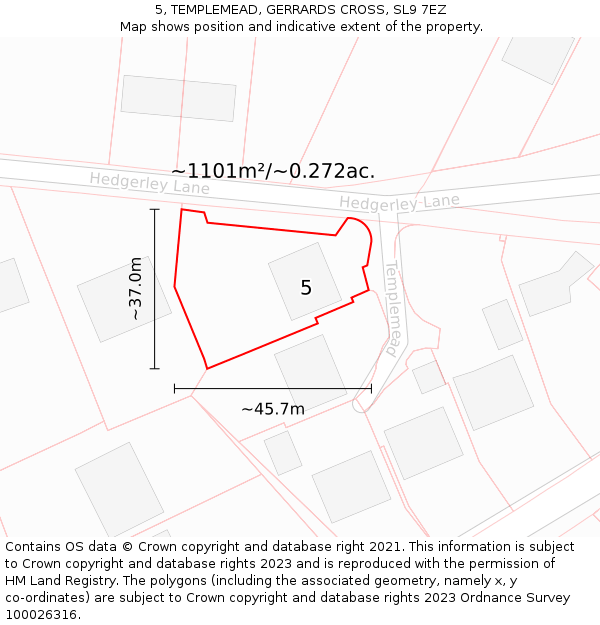 5, TEMPLEMEAD, GERRARDS CROSS, SL9 7EZ: Plot and title map