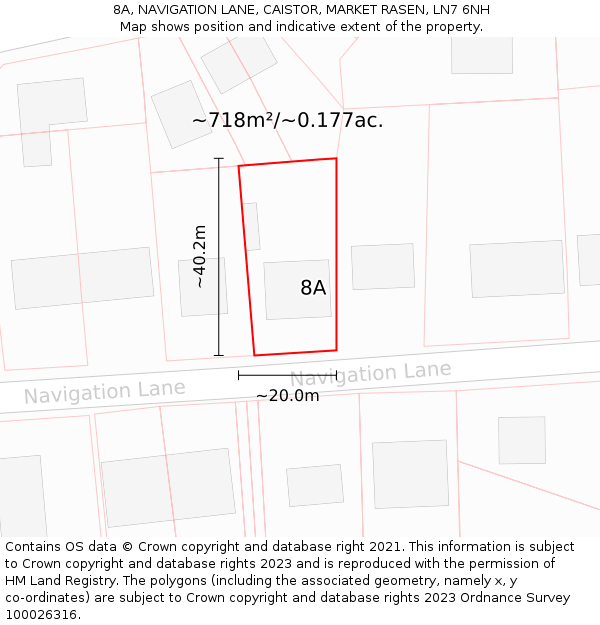 8A, NAVIGATION LANE, CAISTOR, MARKET RASEN, LN7 6NH: Plot and title map