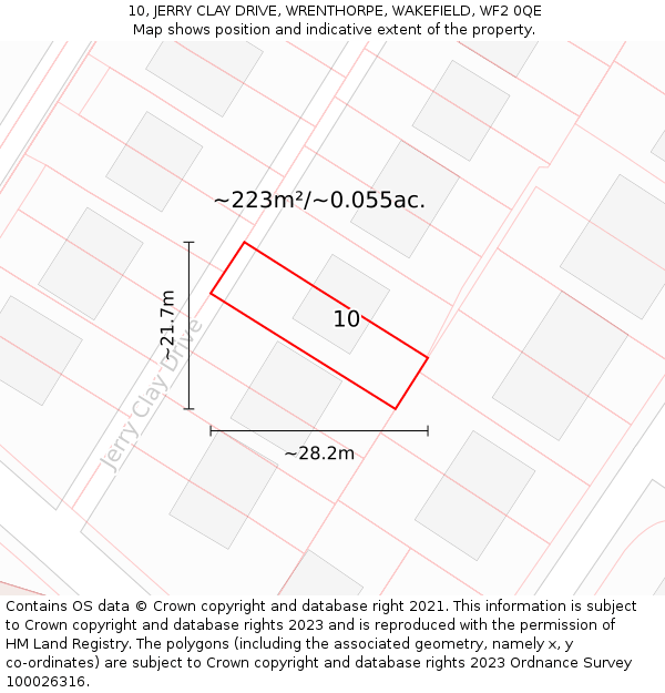 10, JERRY CLAY DRIVE, WRENTHORPE, WAKEFIELD, WF2 0QE: Plot and title map