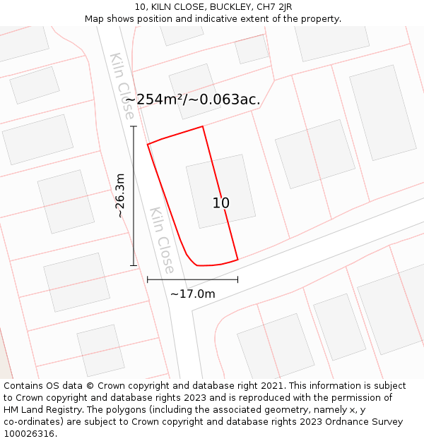 10, KILN CLOSE, BUCKLEY, CH7 2JR: Plot and title map