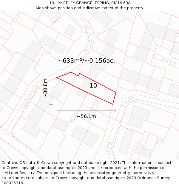 10, LYNCELEY GRANGE, EPPING, CM16 6RA: Plot and title map