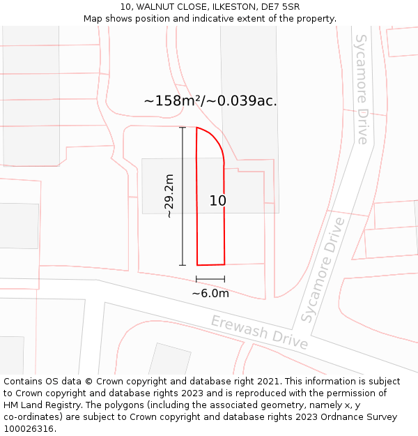 10, WALNUT CLOSE, ILKESTON, DE7 5SR: Plot and title map