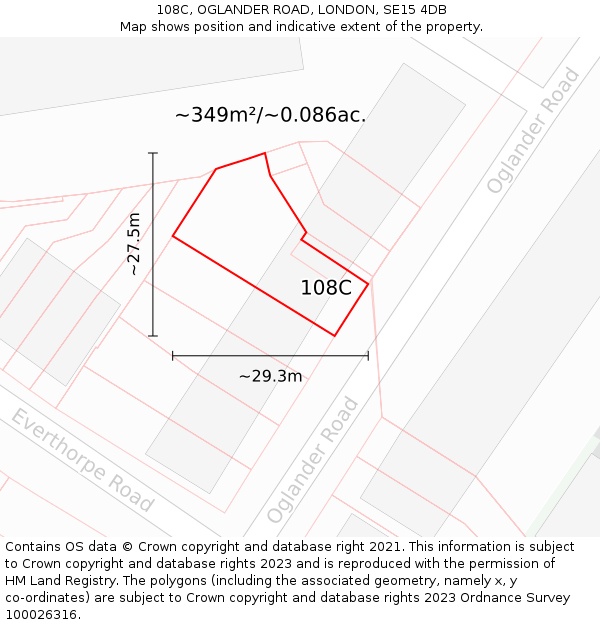 108C, OGLANDER ROAD, LONDON, SE15 4DB: Plot and title map