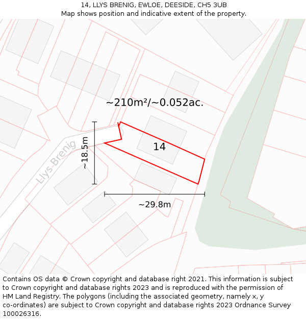 14, LLYS BRENIG, EWLOE, DEESIDE, CH5 3UB: Plot and title map