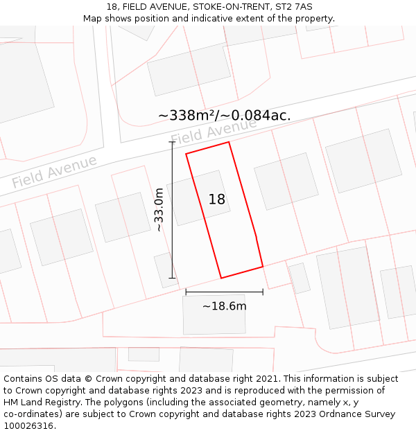 18, FIELD AVENUE, STOKE-ON-TRENT, ST2 7AS: Plot and title map