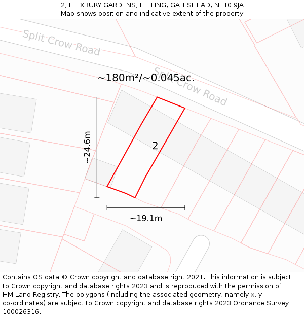 2, FLEXBURY GARDENS, FELLING, GATESHEAD, NE10 9JA: Plot and title map