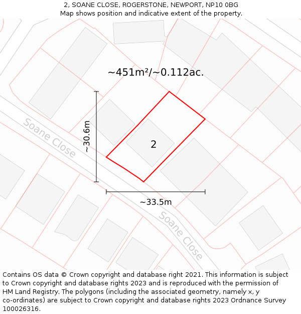 2, SOANE CLOSE, ROGERSTONE, NEWPORT, NP10 0BG: Plot and title map