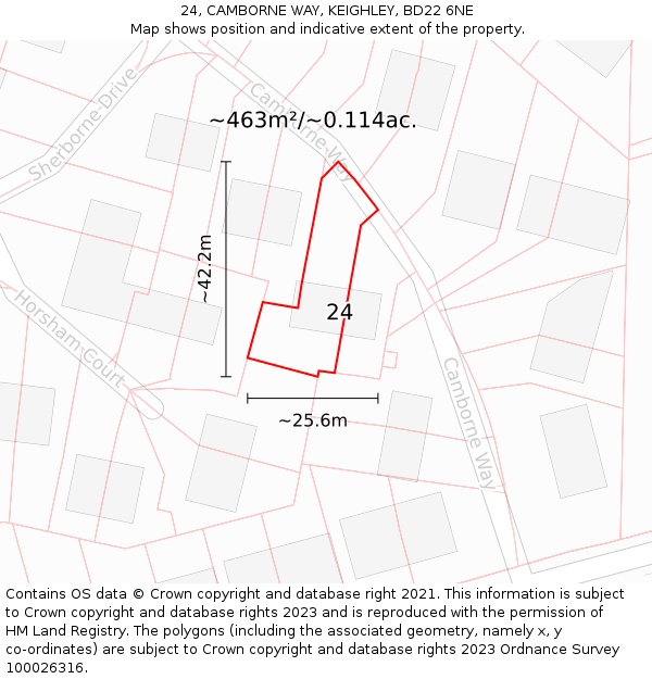 24, CAMBORNE WAY, KEIGHLEY, BD22 6NE: Plot and title map