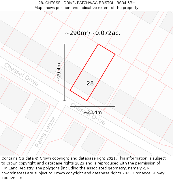 28, CHESSEL DRIVE, PATCHWAY, BRISTOL, BS34 5BH: Plot and title map
