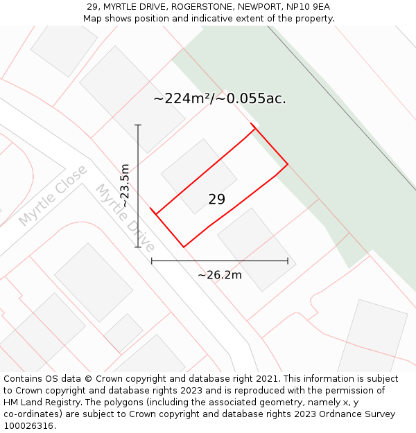 29, MYRTLE DRIVE, ROGERSTONE, NEWPORT, NP10 9EA: Plot and title map