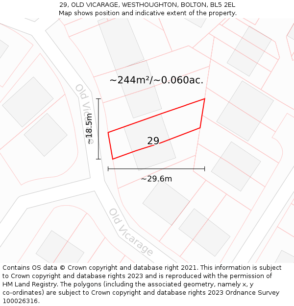 29, OLD VICARAGE, WESTHOUGHTON, BOLTON, BL5 2EL: Plot and title map
