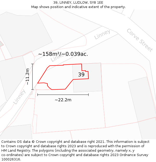 39, LINNEY, LUDLOW, SY8 1EE: Plot and title map