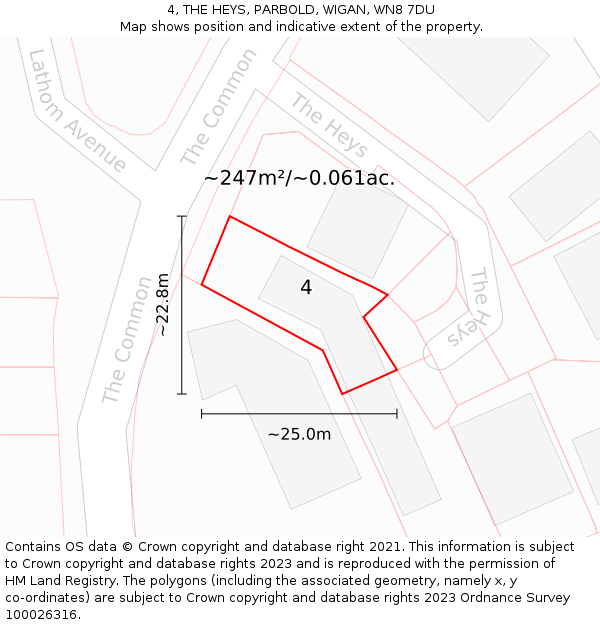4, THE HEYS, PARBOLD, WIGAN, WN8 7DU: Plot and title map