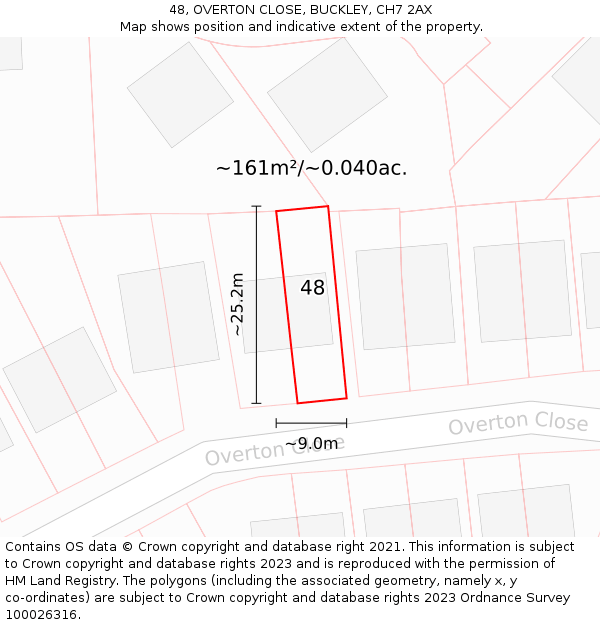 48, OVERTON CLOSE, BUCKLEY, CH7 2AX: Plot and title map