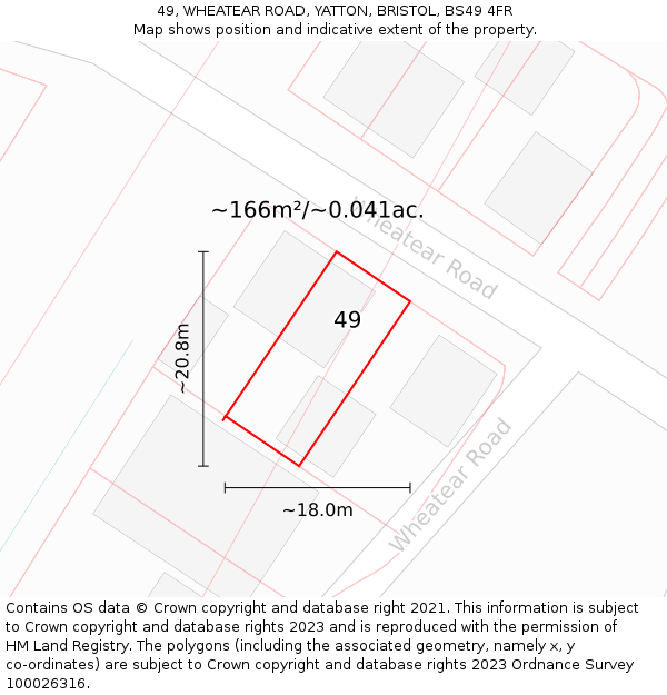 49, WHEATEAR ROAD, YATTON, BRISTOL, BS49 4FR: Plot and title map