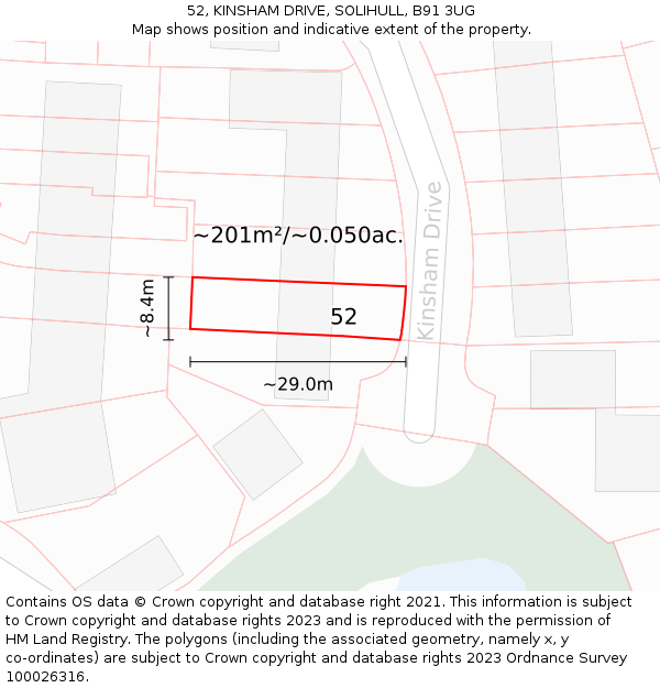 52, KINSHAM DRIVE, SOLIHULL, B91 3UG: Plot and title map