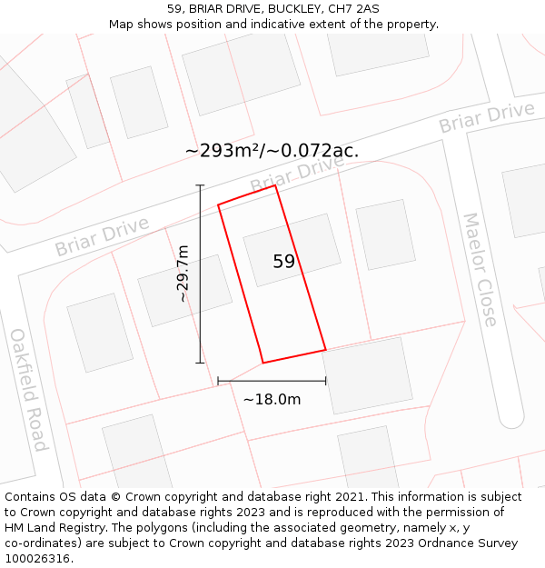 59, BRIAR DRIVE, BUCKLEY, CH7 2AS: Plot and title map