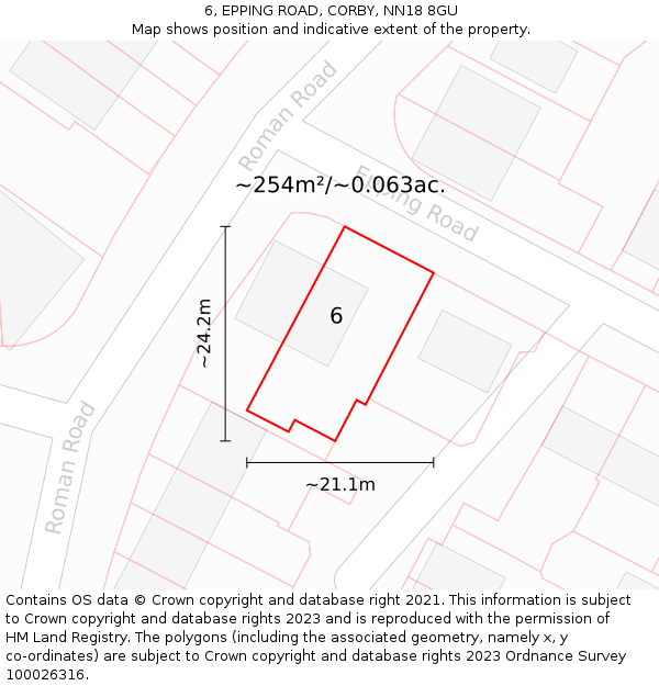 6, EPPING ROAD, CORBY, NN18 8GU: Plot and title map