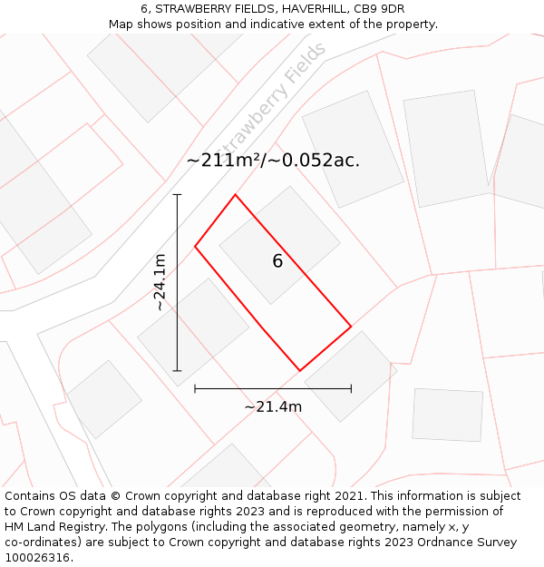 6, STRAWBERRY FIELDS, HAVERHILL, CB9 9DR: Plot and title map