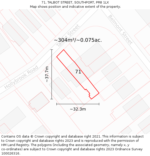 71, TALBOT STREET, SOUTHPORT, PR8 1LX: Plot and title map