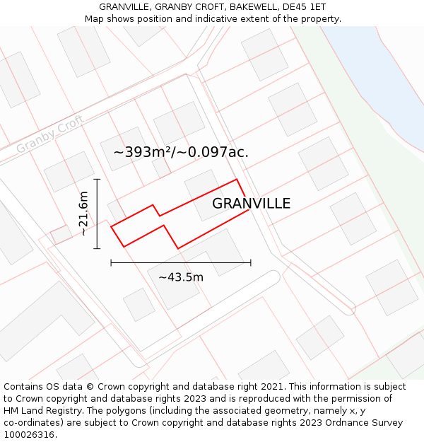 GRANVILLE, GRANBY CROFT, BAKEWELL, DE45 1ET: Plot and title map