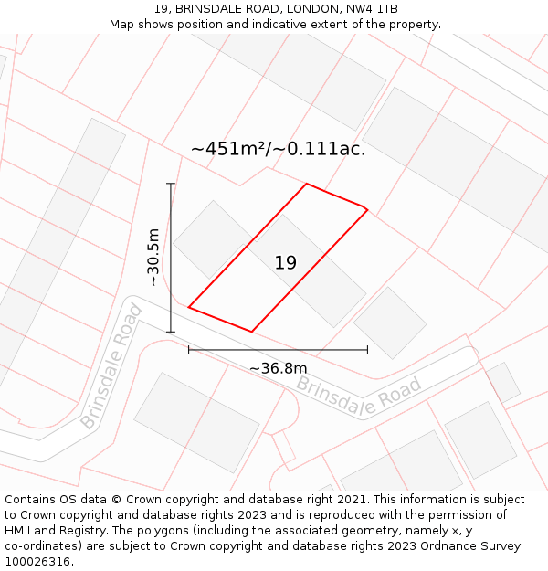 19, BRINSDALE ROAD, LONDON, NW4 1TB: Plot and title map