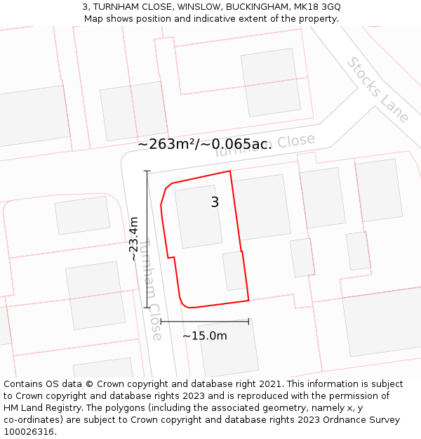 3, TURNHAM CLOSE, WINSLOW, BUCKINGHAM, MK18 3GQ: Plot and title map