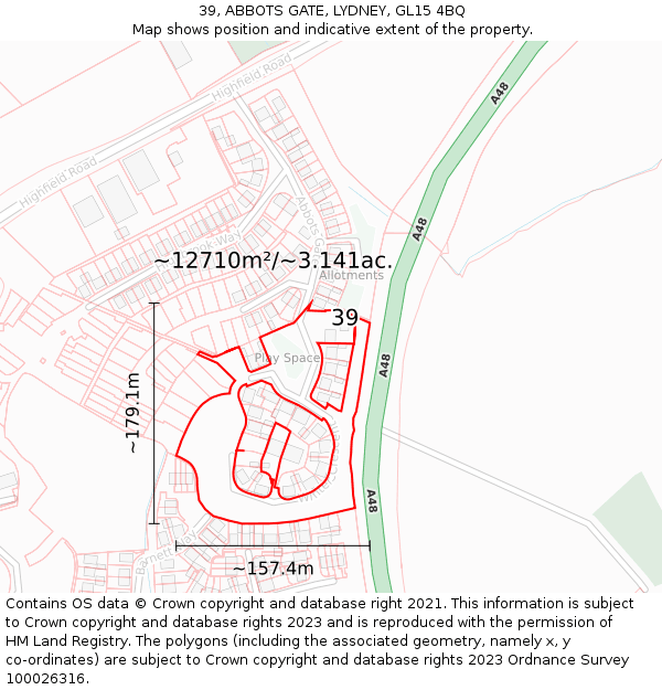 39, ABBOTS GATE, LYDNEY, GL15 4BQ: Plot and title map