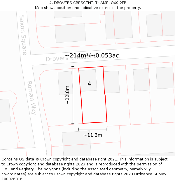 4, DROVERS CRESCENT, THAME, OX9 2FR: Plot and title map