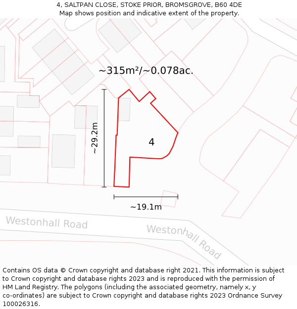 4, SALTPAN CLOSE, STOKE PRIOR, BROMSGROVE, B60 4DE: Plot and title map