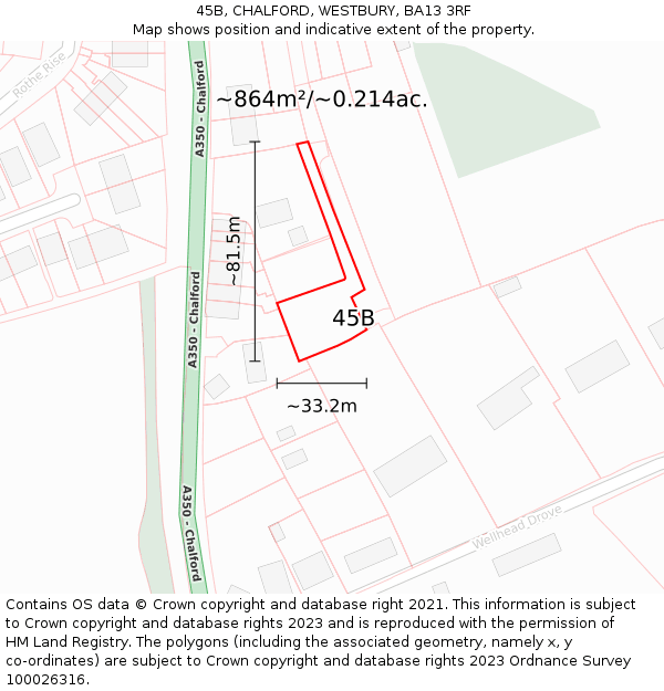45B, CHALFORD, WESTBURY, BA13 3RF: Plot and title map